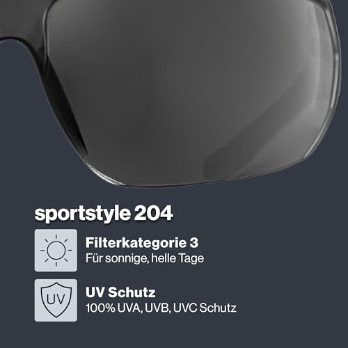 uvex sportstyle 204 - Sportbrille für Damen und Herren - 100% UVA-, B, C Schutz - druckfreier Sitz & perfekter Halt - smoke/smoke - one size