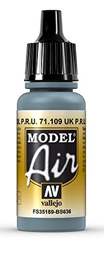 Vallejo 71.109 Model Air Matte Acrylic Paint 17 ml, Faded P.R.U. Blue