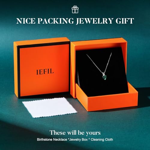 Iefil Heart Birthstone Necklaces for Women - S925 Sterling Silver Necklace 1.2 Ct Genuine or Created Birthstone Jewelry Birthday Gifts for Women 7