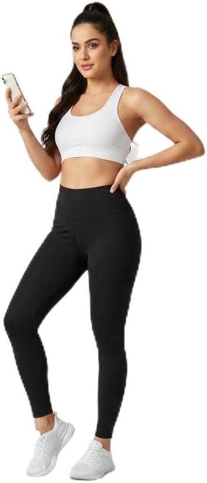 Women's High Waisted Leggings, Black, Workout Yoga Pants, Athletic Activewear, 2XL