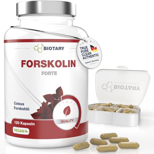 BIOTARY Forskolin Extrakt 120 Kapseln 400 mg Coleus Forskohlii pro Kapsel inklusive Pillenbox 4 Monate Vorrat 100% vegan reine Rezeptur geprüfte Qualität