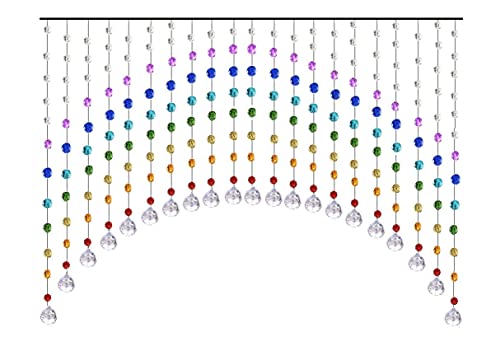 Image of K9L 40 String, 100% Glass Drops, Acrylic Bead, String Hanging Crystal Curtain (40 String Suitable to 5 to 6 Feet Width)(Rainbow)