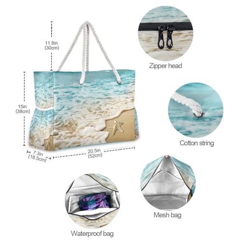 Image of senya Large Beach Bags Totes Swim Canvas Tote Shoulder Bag Water Resistant Bags for Gym Travel Daily