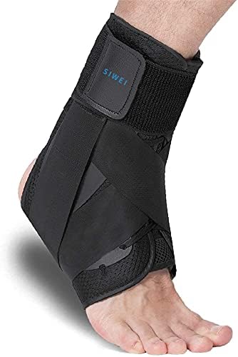 S Siwei Lace Up Ankle Brace for Sprained Ankle, Adjustable Ankle Stabilizer for Men & Women, Figure 8 Ankle Support Brace for Volleyball, Basketball, Injury Recovery! (L)