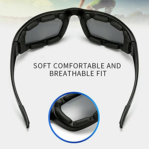 3 Pairs Motorcycle Riding Glasses Foam Padded Eyewear Goggles Uv Protection Anti-Wind Dustproof Motorcycle Sunglasses For Outdoor Activities Sports-Clear Yellow Smoke. #TOP4