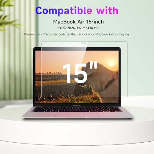 Image of IPROKKO 2 Pack Blue Light Matte Screen Protector for MacBook Air 15-inch (M2-M5 2023-2026), Anti Glare Eye Protection HD Clarity Mac 15.3 inch Laptop Filter [Bubble Free Install]