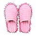 Produktbild Keliour Damen Hausschuhe 2 Paar gestreifte Faule Bodenwischer Hausschuhe Chenille Bodenreinigung Schuhe Reinigungswerkzeuge (Farbe: Pink, Größe: M)