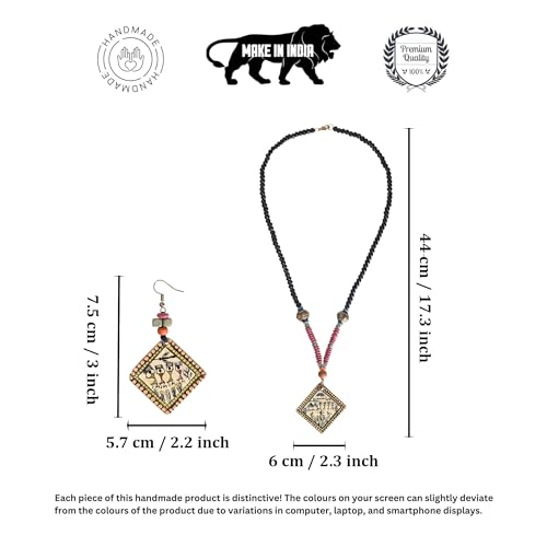 Image of AAKRITI ART CREATIONS Handcrafted Women's Jewelry Set - Elegant Ethnic Necklace and Earrings, Statement Fashion Accessories for Parties & Festivals