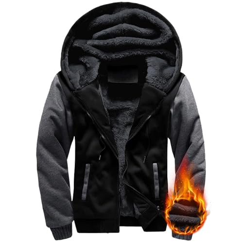Little Beauty Hoodies for Men Zipper Jacket Fleece Sherpa Lined Winter Wool Heavyweight Sweashirts