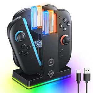 FASTSNAIL Charging Dock for Nintendo Switch 2(2025) for Joy-Con 2, Magnetic Switch2 Joycon2 Controller Charger with 9 RGB Light Modes and LED Indicator, Storage Stand for NS2 Joycon2 Accessories