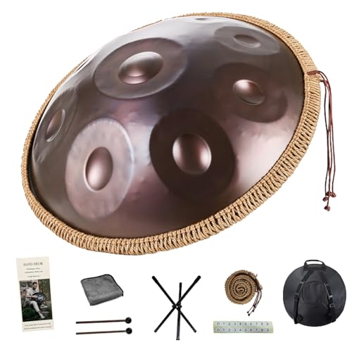 �n���h�p�� 9��/10��/12�� �y�� Handpan Drum �j�Z�� 432hz/440hz �X�e�����X�| �X�`�[���h���� 22�C���`(55cm) �n���h�p���h���� ���S�� �ґz�A���K (9�m�[�g - �u���E�� - 440hz)