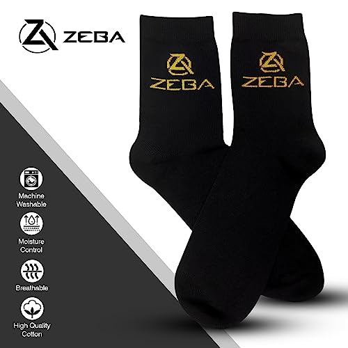 ZEBA PADDED TALL CREW BLACK SOCKS - UNISEX (6-PACK)2