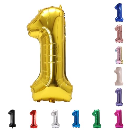 Image of YPSelected 32 Inch Large Foil Helium Number Balloon Birthday Wedding Party 0-9 (Gold, 1)