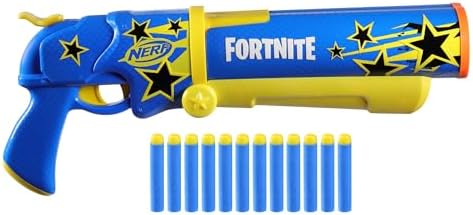 Nerf Fortnite Half Tone Hero Blaster, Bonus Code to Unlock Half Tone Hero Wrap in the Game, Break Open Loading, 12 Nerf Elite Darts, Fortnite Gifts