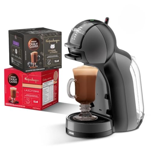Kit Cafeteira Dolce Gusto Mini Me Preta 110v + Bebidas Kopenhagen