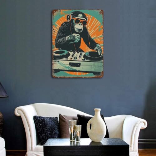 Décoration moderne pour café et bar affiche en métal rétro DJ Chimp