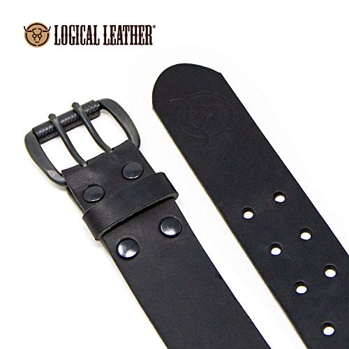 Logical Leather Men's Work Belt - Heavy Duty Genuine Full Grain Leather Double Prong Belts- Black 36 #TOP6