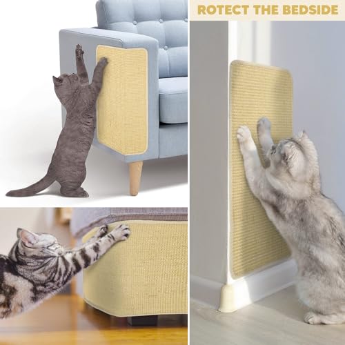 2Pcs Kratzmatte Katze, Sisal Teppich Katzen Kratzteppich, Natürliche Katzenkratzbretter Sisal kratzteppich Katze, Groß Katzenkratzmatten für Wände, Schützt Teppiche Möbel Tür und Sofas (60 × 30 cm) - 6