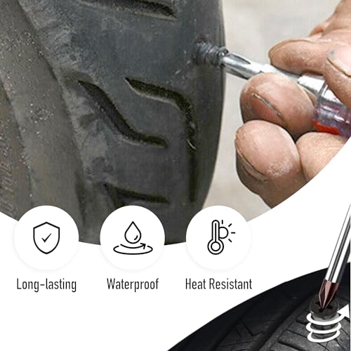 Foto de Airmoto Tornillos de reparación de neumáticos, 10 clavos de reparación de neumáticos sellados de goma, tapones de neumáticos para automóvil, motocicleta, bicicleta y más, kit de reparación de (imagen 13)
