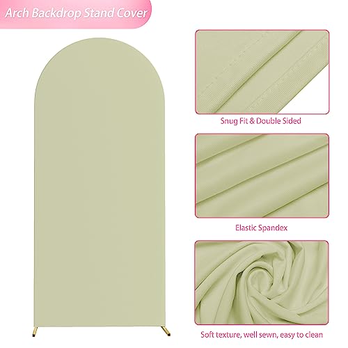 Wokceer 6FT Wedding Arch Cover Spandex Fitted Wedding Arches Stand Covers Round Top Chiara Arch Backdrop Cover for Birthday Party Ceremony Banquet Decoration Sage Green by Wokceer - Image 4