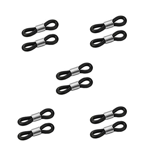 Oyfel 10 X Noir Bague de Silicone de Lunettes. Accessoires Chaîne à Lunettes, Cordon Extremite pour Lunettes Suppport de Chaineattache de Lunette Cover