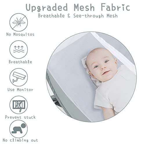 L Runnzer Baby Pack N Play Tent, Baby Crib Safety Tent To Keep Baby From Climbing Out, Baby Crib Canopy For Pack N Play, Mini Cribs & Playpens, Pop Up Design & See-Through Mesh #TOP3