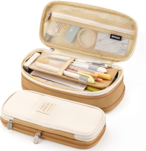 Image of WORSHIPER Big Capacity Pencil Pen Case Bag with Zipper Office College School Storage Large Capacity Bag Pouch Holder Box Organizer Colorful (Special - Gold Colour)