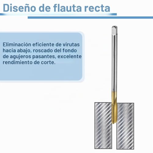 Miniatura 4 de Quarkzman 3pcs Machos Roscar, M8 X 1.25 120mm Extra Largo Métricos Recubiertos Titanio Herramientas Roscado De Tornillos Para Máquinas De Roscado, Acero De Alta Velocidad 6542 Hss 6542