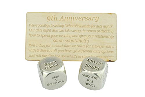 9 Year Anniversary Metal Date Night Dice - Create a Unique 9th Anniversary Date Night
