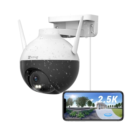 EZVIZ Telecamera WiFi da Esterno Motorizzata,Telecamera WiFi di Sorveglianza, Videocamera Esterna Pan&Tilt con Copertura Visiva a 360 °,con Visione Notturna Fino a 30 m, AI, Impermeabile, C8W 4MP