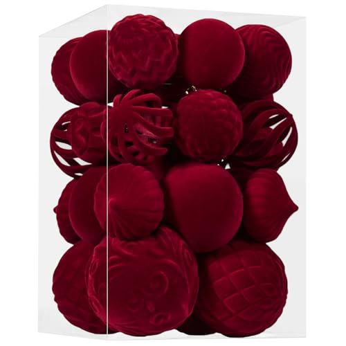 30pcs Velvet Christmas Ball Ornaments, Flocked...