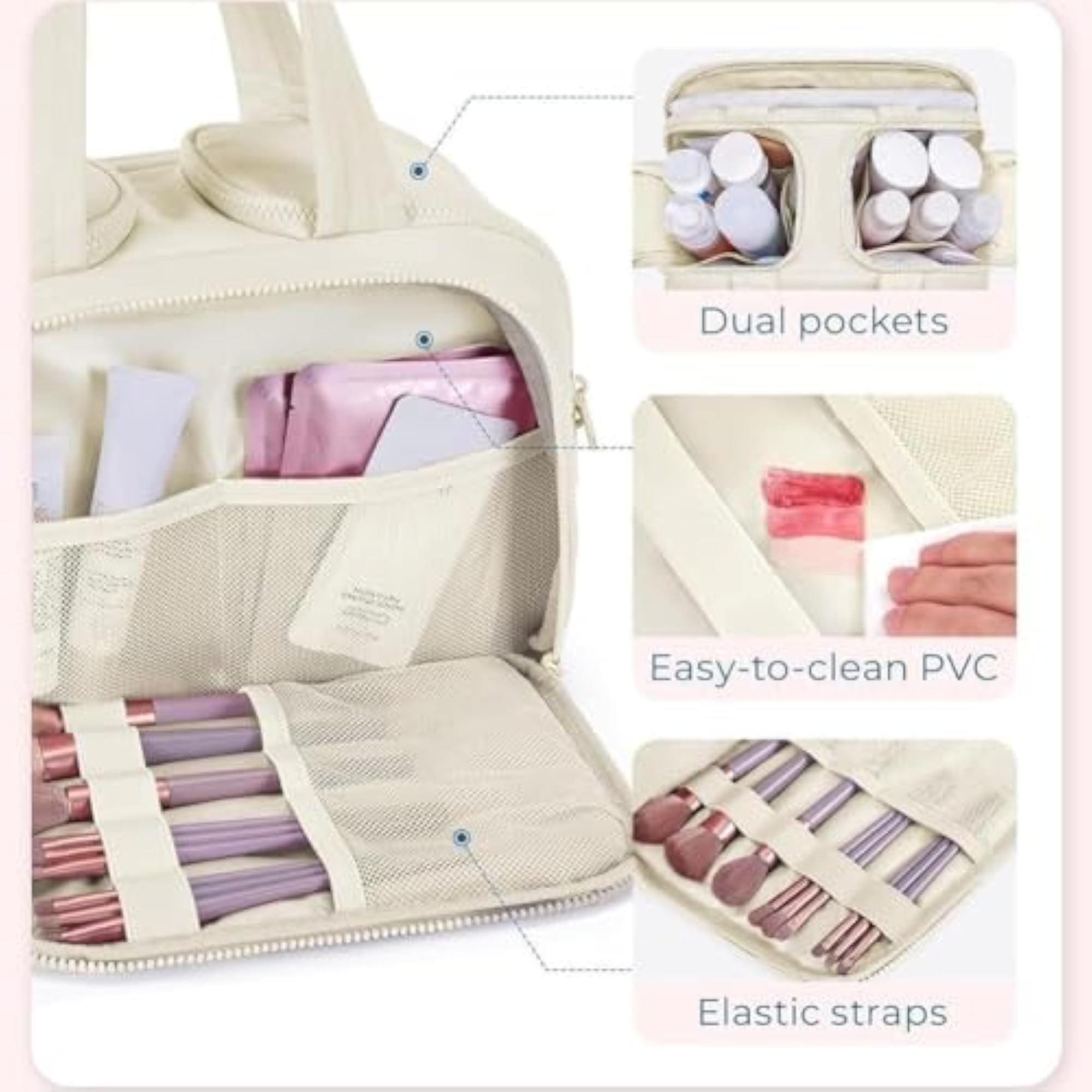Lightweight Large Wide-Open Toiletry Bag for Women