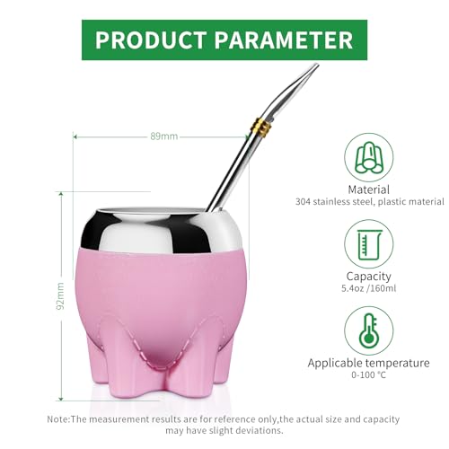 Miniatura 3 de Cuopru Juego De Tazas 5 En 1 De Yerba Mate, Incluye Calabaza De Acero Inoxidable Estrellas Con Purpurina, Bonito Estilo Elefante , Pajita De Bombilla Y Juego De Moldeador De Té, 5.5 Onzas