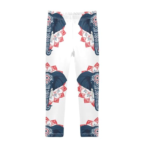 Elephant Mandala Floral Girls Casual Leggings for Kids Printed Long Pant Bottoms Stretch and Soft