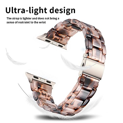 Image of Bestig Resin Band Compatible with Apple Watch Bands for Women 40mm 38mm 41mm 42mm(Series 11 10), Lightweight Waterproof Strap for iWatch Series 10 9 8 7 6 5 4 3 2 1 SE Men(Black Agate /Starlight)