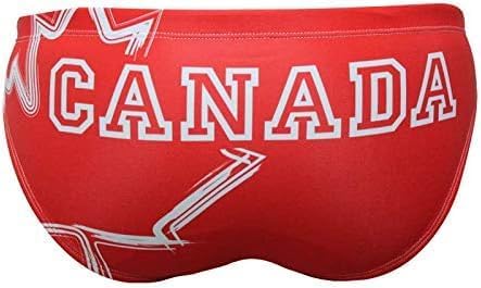 Canada Maple Leaf Swimwear Swim Briefs for Swimmers, Water Polo, Underwater Hockey, Underwater Rugby
