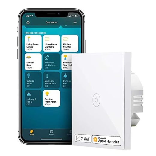Interruptor de Pared Táctil WiFi, 2 Vías, 1 Canal. Compatible con HomeKit Siri, Alexa, Google Assistant y SmartThings. meross. 2,4GHz (Se Requiere un Cable Neutral).