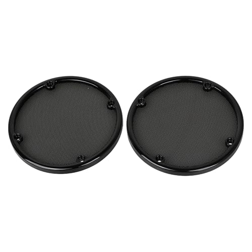 Image of Black Rear Speaker Trim Grill Cover for Harley Touring Electra Glide FLHTC 1996-2013 Street Glide FLHX 2006-2013, ABS Plastic Trim Ring+Metal Mesh