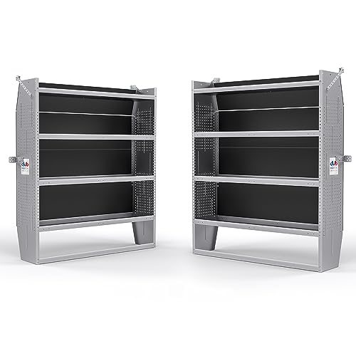 Image of AA Products SH-6005(2) Steel Mid/High Roof Van Shelving Storage System Fits Transit, NV, Promaster and Sprinter, Set of 2 Van Shelving Units, 52
