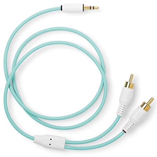 Cable de audio Candycord myVolts, recto mini Jack a LR RCA, 80 cm, color verde menta