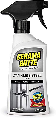 Cerama Bryte Stainless Steel Cleaner For Appliances, Streak-Free Shine And Protection For Refrigerators, Dishwashers, Ovens, And Grills, 16 Fluid Ounce 2 Pack, Microfiber Cloth And 2 Spray Pumps #TOP2