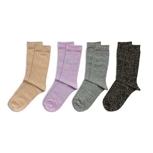Image of RAFRAY Women's Glitter Socks Crew Length, Premium Shiny Sparkly Socks in Gift Box, 4 Pairs, Size US W: 5-9.5 EU: 36-40