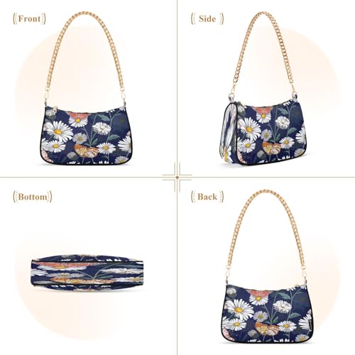 Shoulder Bag for Women Daisy Flutter Tote Handbag Crossbody Bag with Zipper Closure2