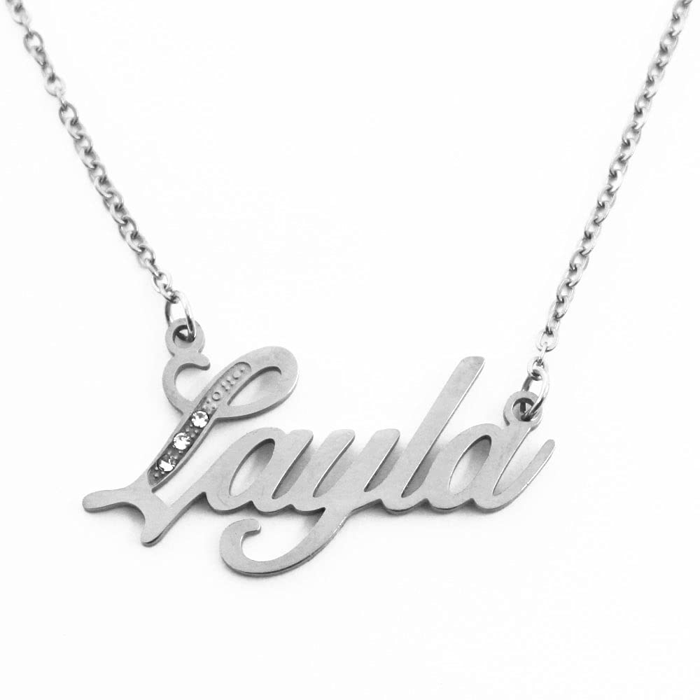 Kiguname Necklace Layla Silver Tone Custom Name Necklace