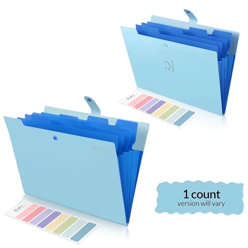 Image of Skydue Letter A4 Paper Expanding File Folder Pockets Accordion Document Organizer (Lake Blue)