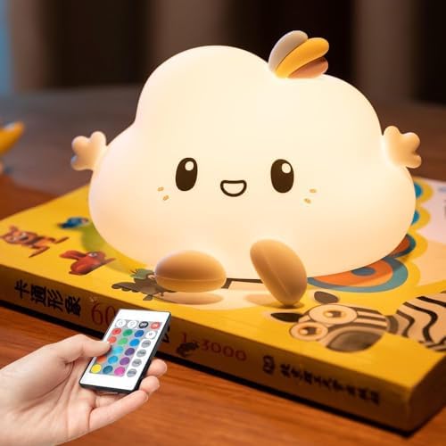 Cloud LED Nursery Night Light Soft Silicone Lamp for Kids, Bedroom, Children, Girls, Boys Room Decor Lamp with Touch Sensor Control, Color Changing Mode, Remote Control (Cloud Lamp)