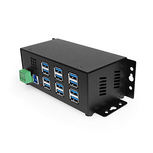 Coolgear Industrial 12-Port USB 3.0 Powered Hub for PC-MAC DIN-Rail Mount
