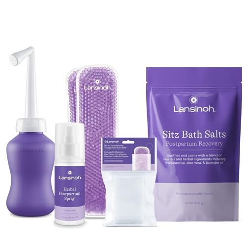 Image of Lansinoh Postpartum Essentials Kit + Sitz Bath Salts, Postpartum Essentials, Postpartum Care Kit for Mom, Soothing & Calming Epsom Salts with Lavender Oil, Frankincense & Aloe Vera