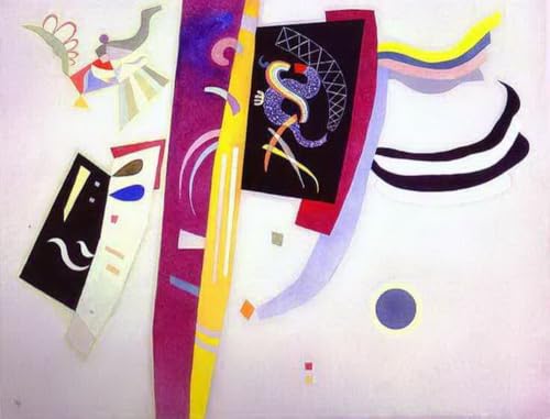 Toile abstraite Kandinsky orange violet pour habiller un grand mur blanc vide
