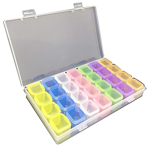 velidy ajustable 28-grid joyería organizador caja de almacenamiento Caja Contenedor con divisores extraíbles transparente